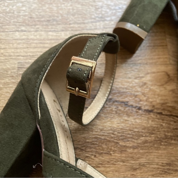 Green suede chunky heels - Picture 3 of 5